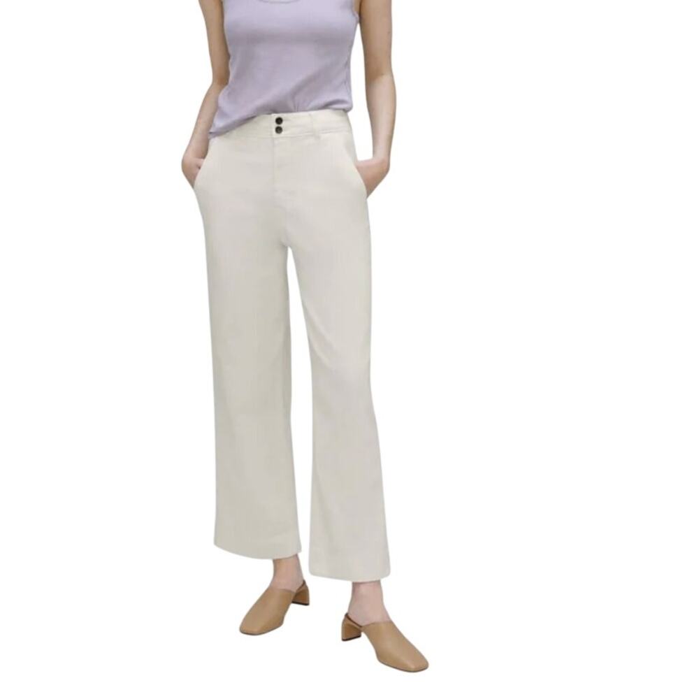 Everlane The Organic Cotton Twill Wide Leg Pants in Bone size 00 NWT